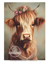 Lady Cow Portrait | A3 16.5 x 11.7" | Rice Paper | Decoupage Central