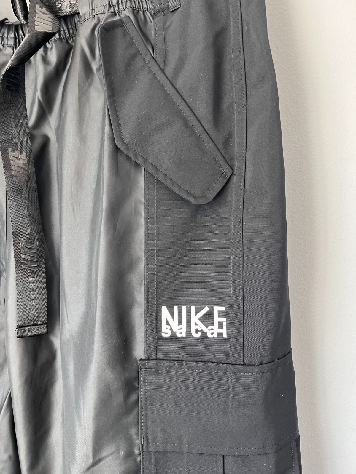 Pantaloni da pista con cintura Sacai x Nike taglia media neri nuovi DQ9060 010