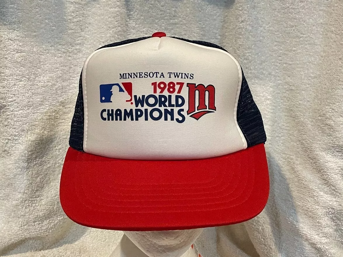 VINTAGE 1987 Minnesota Twins World Series 3-Color Adult Lg Trucker Hat, NEW&NICE