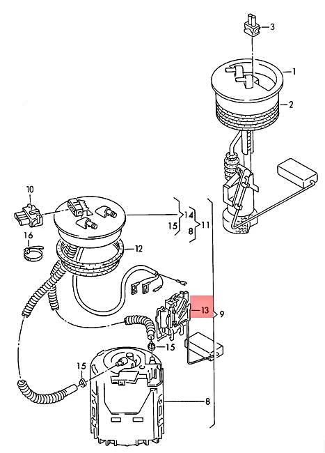 Remitente original Volkswagen para medidor de combustible NOS VW Passat 4Motion 3A5919673 Foto 2 de 2