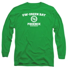 UW-Green Bay Adult Long Sleeve T-Shirt Circle Logo, Kelly Green, S-3XL