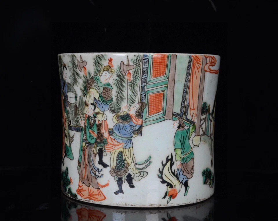 7.6 '' Antiguo Chino Dinastía Qing Colorido Personaje Historia Patrones Soporte para Pluma Foto 4 de 4