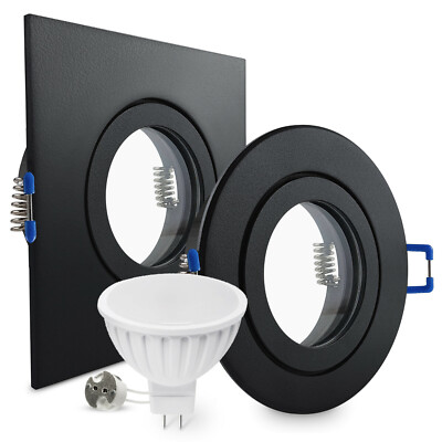 LED Einbaustrahler 12V schwarz Feuchtraum Bad Dusche Einbauspots IP44 GX5.3 MR16
