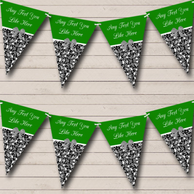 Party Banner Wimpel Grün Damast Shabby Chic Vintage Hochzeit Location oder Empfang