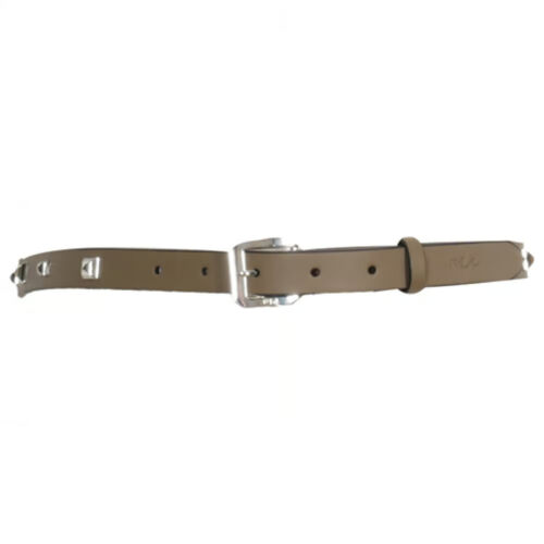 RALPH LAUREN Gray Brushed Silver Studded Leather Skinny Belt L - 第 1/5 張圖片