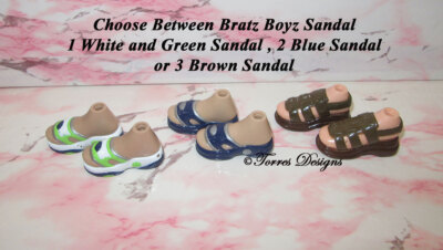 Bratz Boyz Shoes Choice between White & Green Sandal, Blue Sandal, Brown Sandal