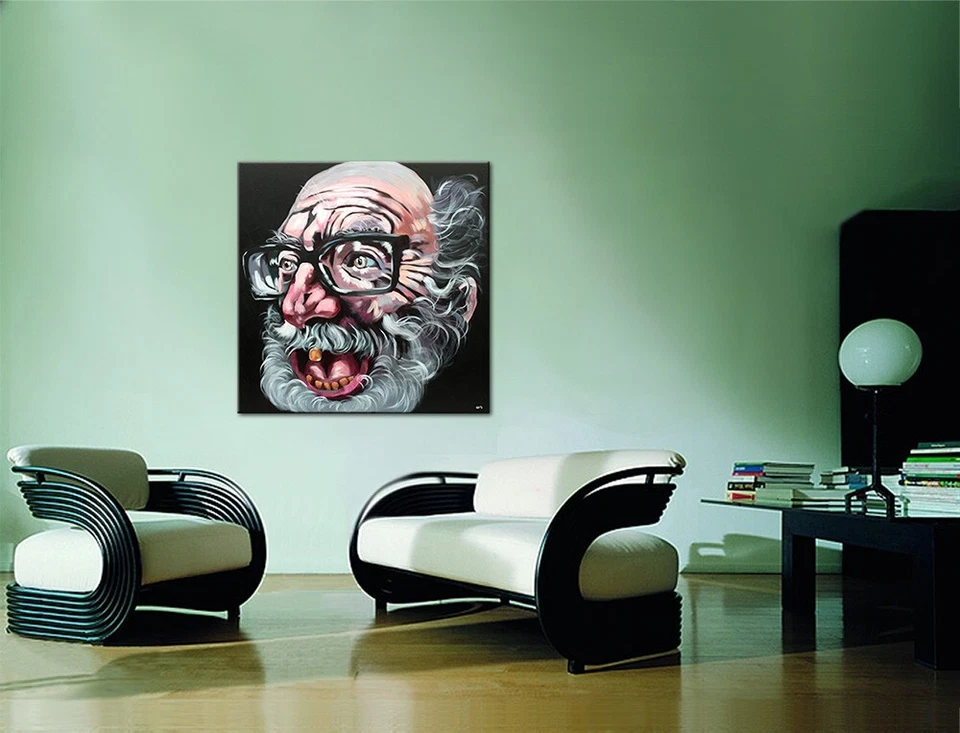 ORIGINAL Gemälde Acrylbild Mann Modern Abstrakt Porträt Malerei Kunst HANDGEMALT - Bild 3 von 4