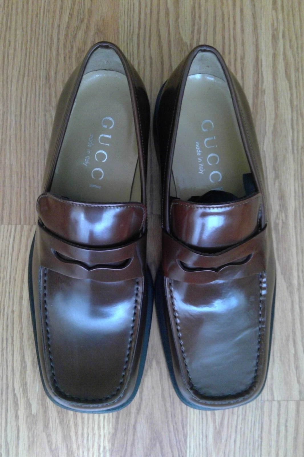 MOCASSINS GUCCI CORDOVAN CUIR MARRON ÉPOQUE TOM FORD PENNY TOP LINE HOMMES CHAUSSURES 7,5