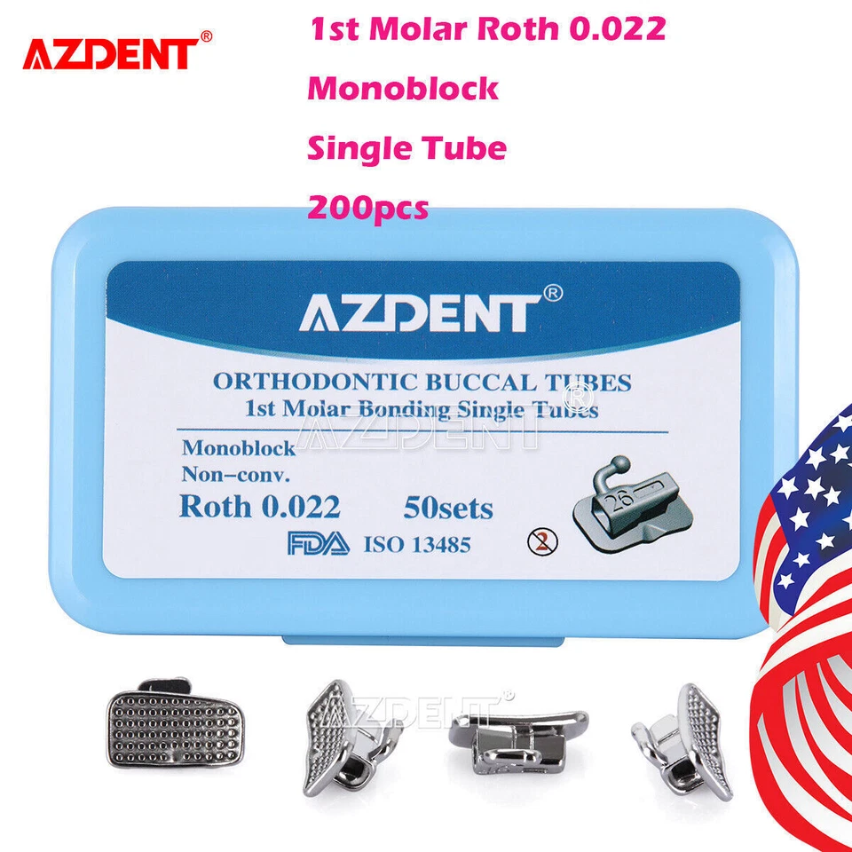50Sets Dental Ortho 1st Molar Roth.022" Buccal Tube N-Conv Monoblock Bondable