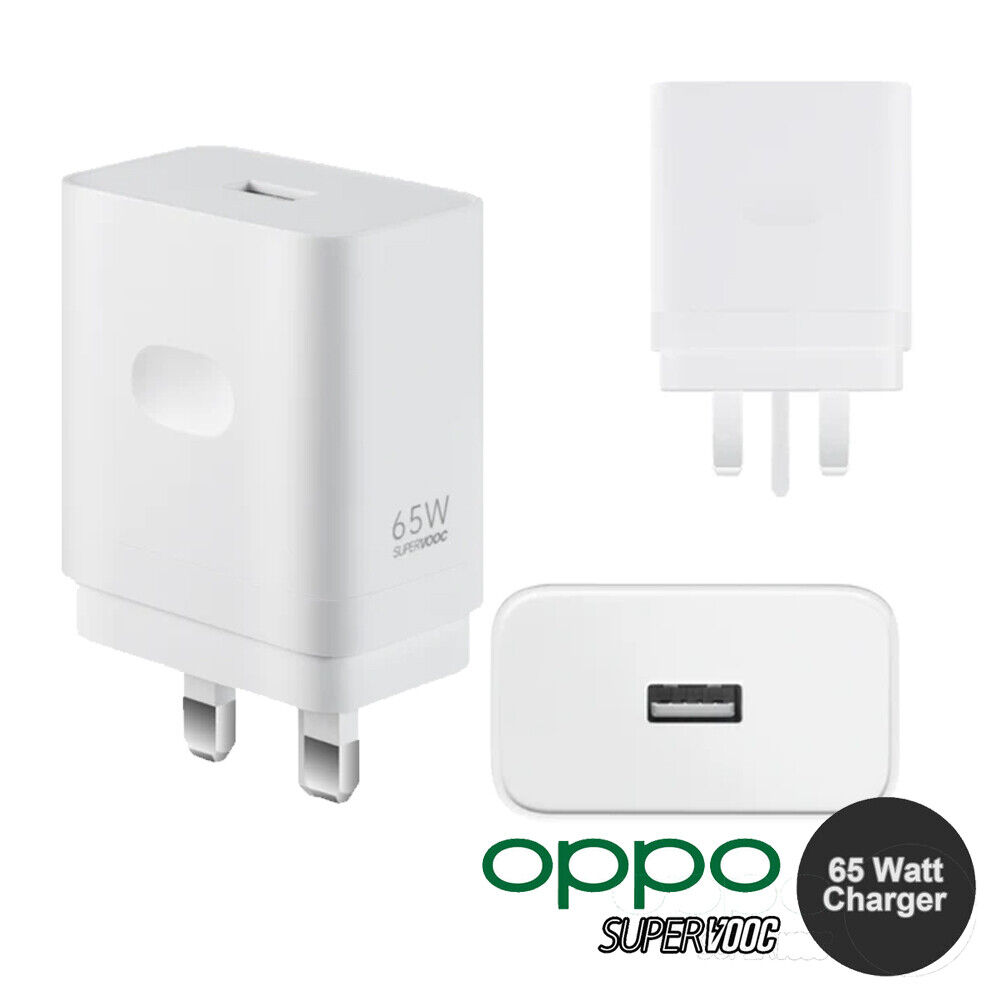 Chargeur secteur USB SuperVOOC 65W, Produit officiel Oppo - Blanc