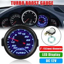 Universal 2" 52mm Digital Boost Gauge 0-35 PSI Pressure Turbo Meter Smoked Face