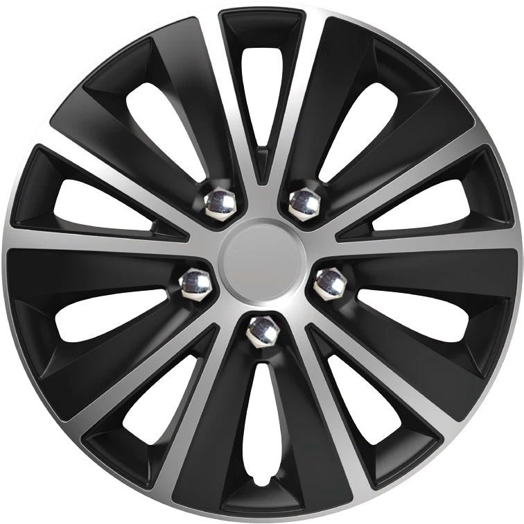 Wheel Trims 14" Hub Caps Rapide NC Plastic Covers Set of 4 Silver Black Fit R14 - Image 2 of 3
