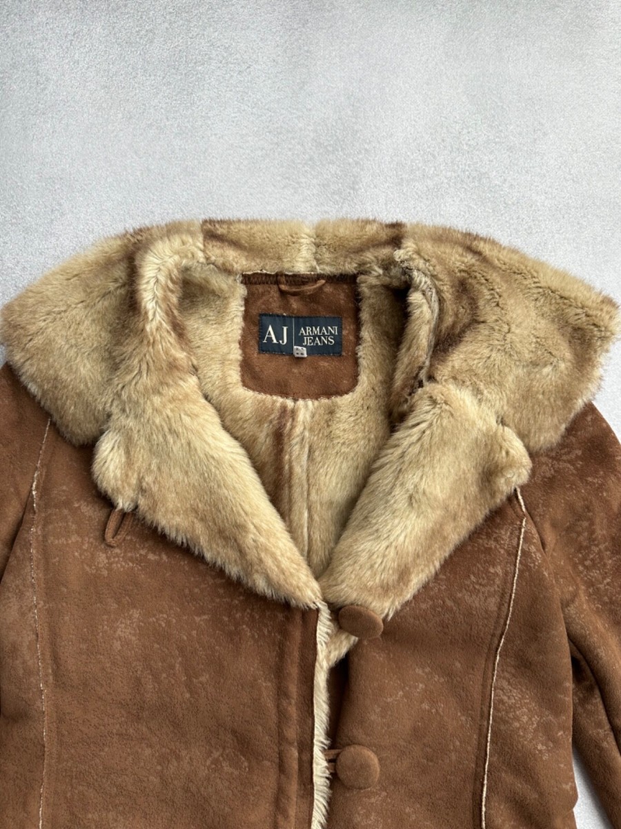 Vintage Armani Jeans Sheepskin Fur Woman Jacket Sz M | eBay
