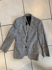 Men's Express Blazer Black and Grey Plaid Fitted Fit