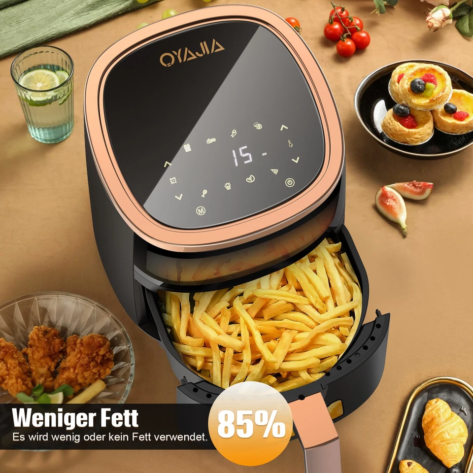 XXL Heißluftfritteuse 6L Fritteusen Friteuse Heißluft Air Fryer 1200W ohne Öl DE - Bild 4 von 4