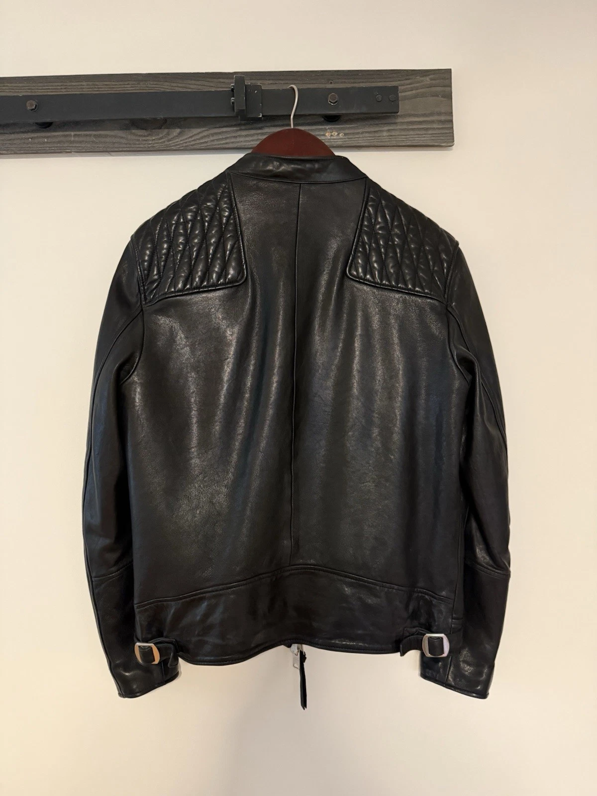 ALLSAINTS Amersham Men's Black Leather Biker Jacket L Quilted (DISCONTINUED) - product detail image 5