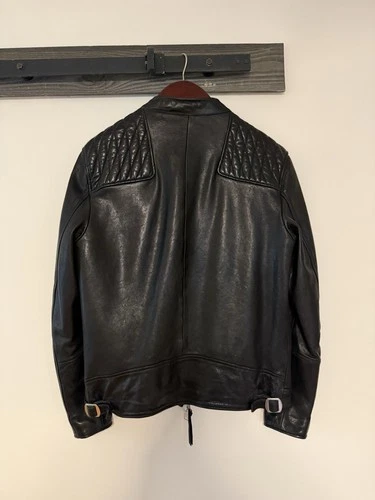 ALLSAINTS Amersham Men's Black Leather Biker Jacket L Quilted (DISCONTINUED) image 5