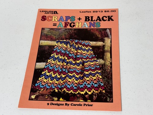 Leisure Arts 2913 Vintage Scrap Black Afghans Pattern Book 1997 Carole Prior VGC