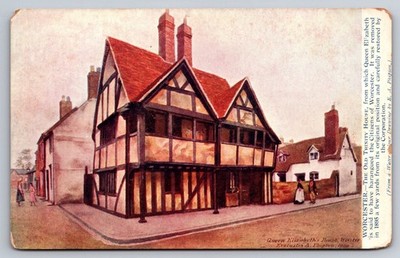 Postcard Worcester England, Old Trinity House, Queen Elizabeth England 1900