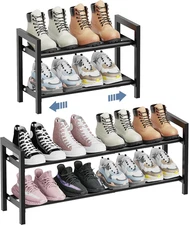 Mavivegue Expandable Shoe Rack, 2-Tier Adjustable Shoe Organizer, Shoe Shelf