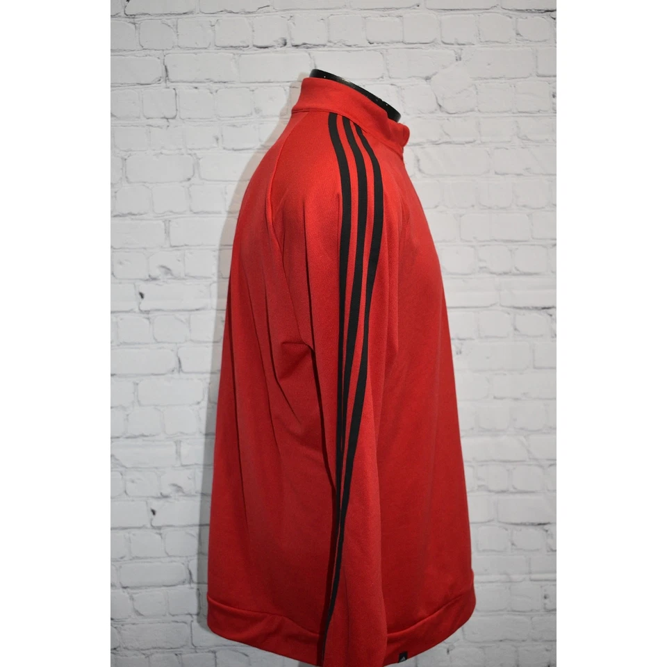 Camiseta pulôver Adidas golfe 1/4 zíper masculina tamanho médio desempenho poliéster vermelho - Imagem 4 de 4
