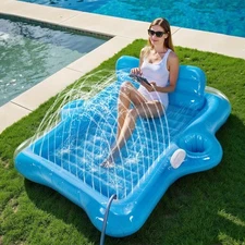 Inflatable Tanning Pool Lounger Float, 72" x 61"Pool Floats Adult with Automa...