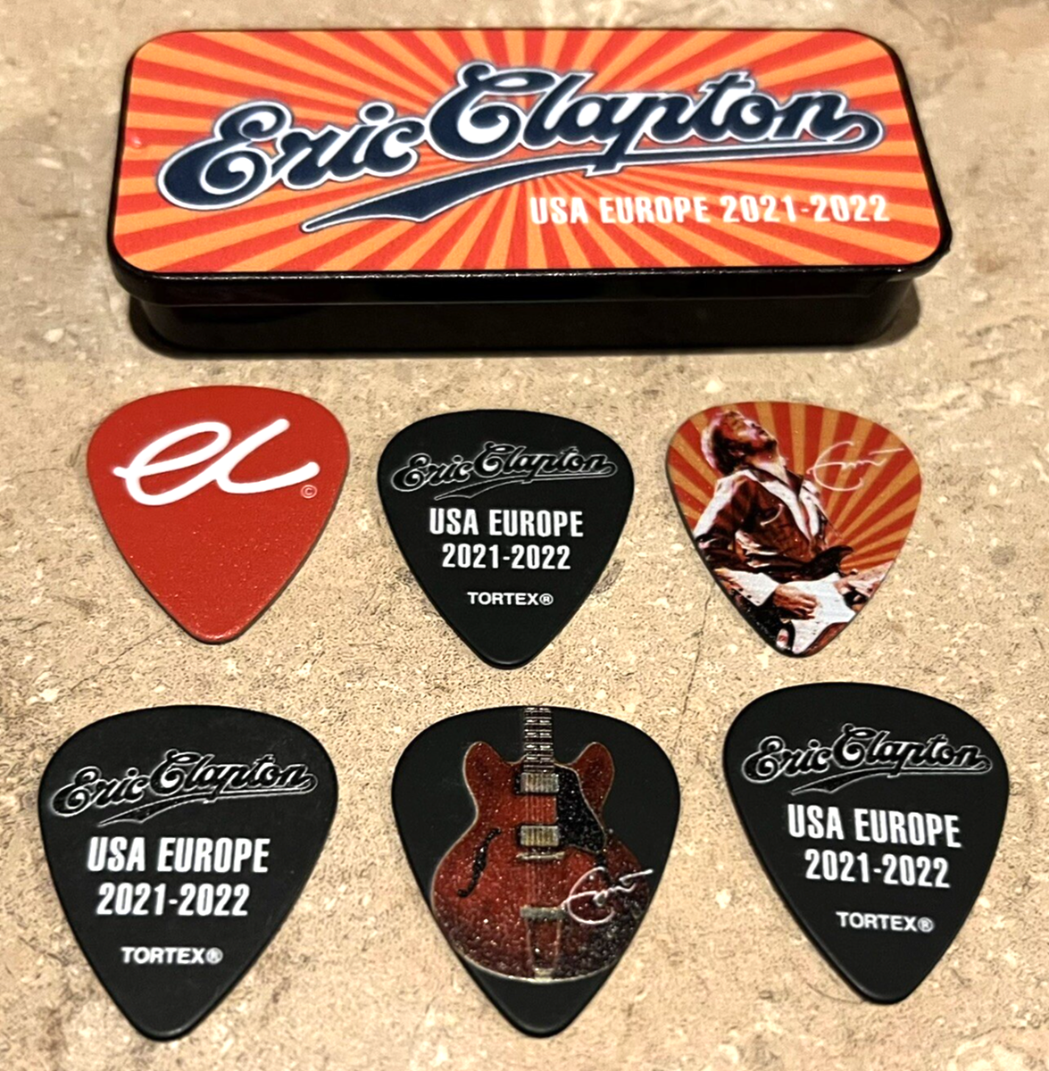 ERIC CLAPTON 6 GUITAR PICK SET 2021-2022 TOUR USA EUROPE MSG NYC
