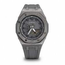 Casioak Custom G-Shock GA2100 Mod ‘MoonSlate’ Rubber Strap Stainless Steel Case 