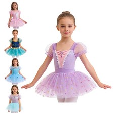Kids Girls Dress Dance Dancewear Ballet Leotards Tutu Practice Costume Outfit