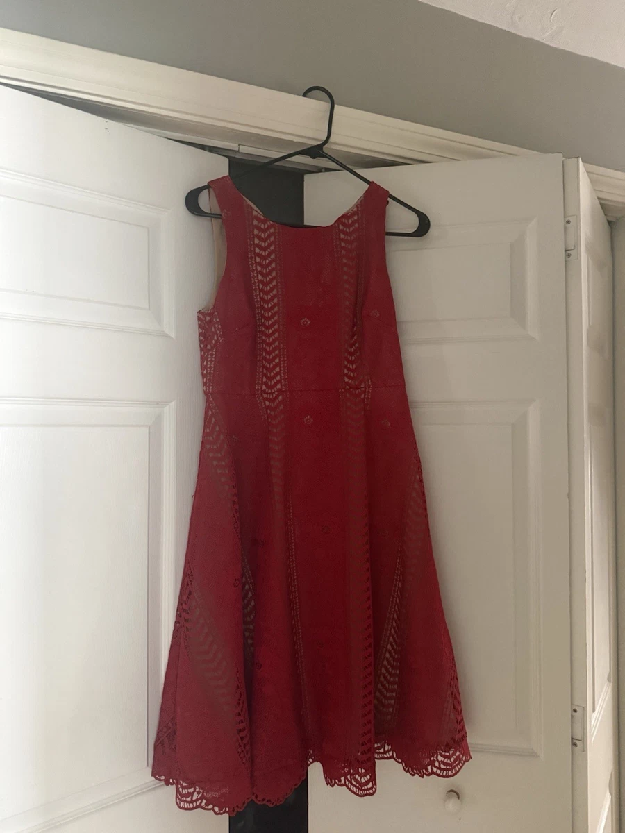 anthropologie red lace dress New Anthropologie Red