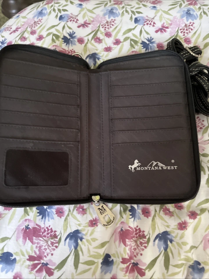 Montana West Embroidered Purse Skeleton Small Kris Kross With Cell Phone Holder - Image 4 of 4