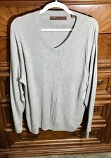 NEW Mens Perry Ellis Gray V Neck Sweater Size XL