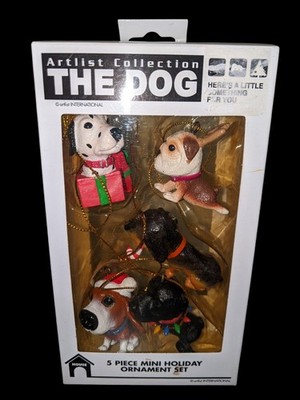 The Dog Artlist Collection 5 Piece Mini Holiday Ornament Set Christmas