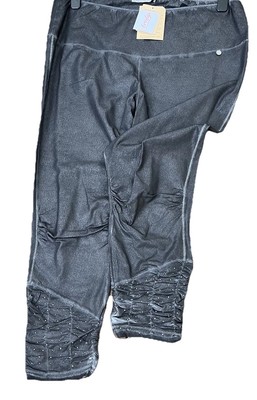 TREDY NEU XXL 48 Magnet Grau Glitzer Schimmer Stretch Legging Hose Strass 