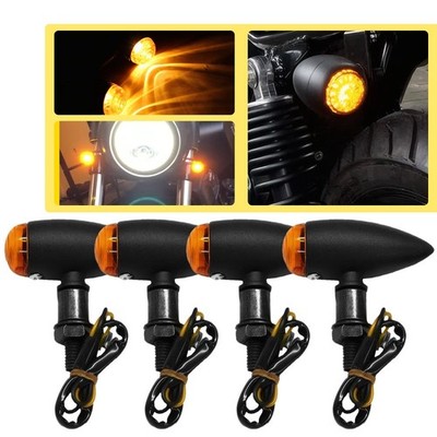 4pc Motorcycle Turn Signal Lights Mini Bullet Blinker Amber Indicator Light EA
