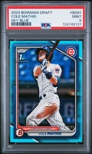 2024 BOWMAN DRAFT SKY BLUE #BD81 COLE MATHIS 273/499 PSA 9