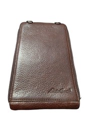 Eddie Bauer Genuine Leather Organizer Travel Wallet Brown Zip-Around Case YKK