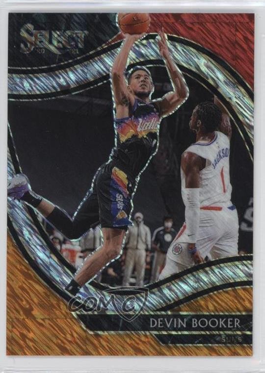 2020-21 Panini Select Courtside Red White Orange Shimmer Prizm Devin Booker #229