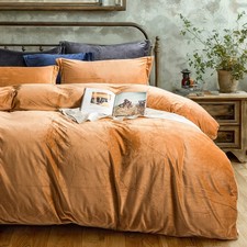 King Velvet Duvet Cover Set 3-Piece, Ultra Soft Flannel Bedding, Zipper Closure