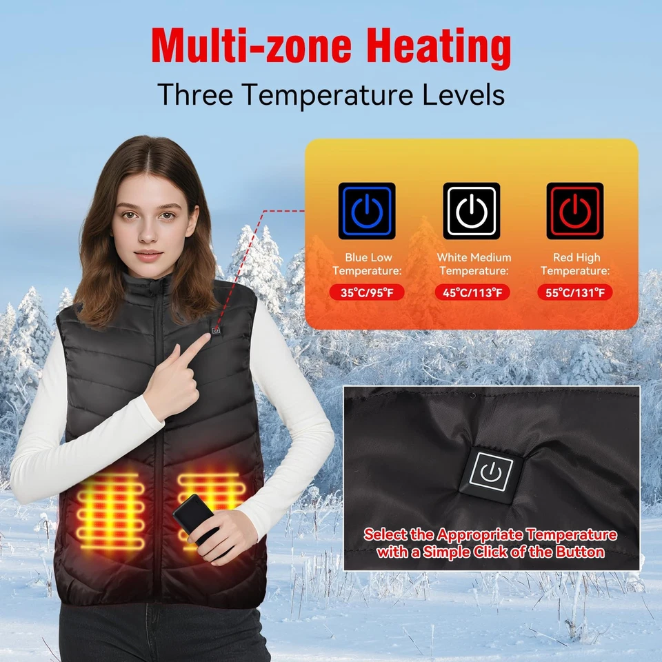 Chaleco térmico - Chaleco térmico premium para hombres y mujeres con calor dirigido de 9 zonas... Foto 3 de 4
