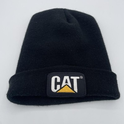 Vintage 90s Cat Caterpillar Spell Out Patch Winter Beanie Hat Cap Black USA
