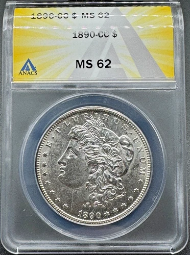 1890-CC MORGAN SILVER DOLLAR ANACS MS62 01EBG26