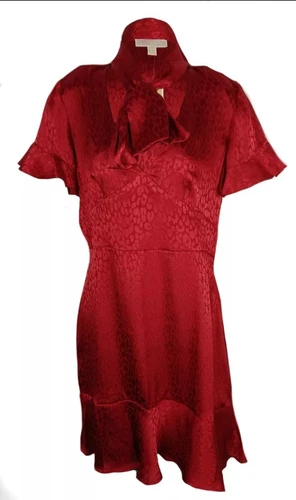 Michael Michael Kors donna manica arricciata autocravatta scollo a V aderente e svasato TG S