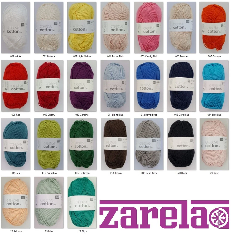 RICO DESIGN CREATIVE COTTON DK KNITTING YARN - 50g - ***ALL COLOURS***