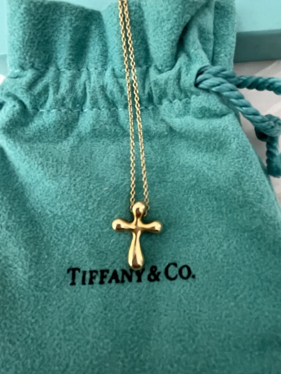 $1,000 Tiffany & Co Elsa Peretti 18K Yellow Gold 12mm Cross