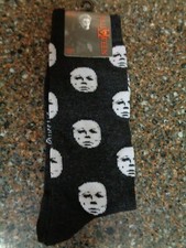 Halloween II Michael Myers Mask Crew Socks Allover Print 6-12 Adult NWT Unisex