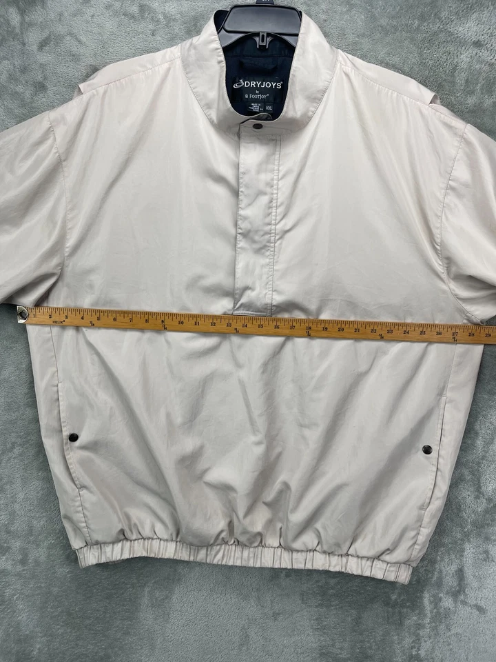 Dryjoys By Footjoy Men's Pullover Wind Jacket XXL Ivory Short Sleeve 1/2 Zip - Image 2 of 4