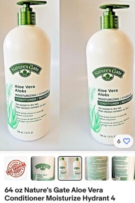 Lot of 2 Nature Gate Aloe Vera Conditioner Moisturize Hydrant Norm-Dry Hair 64oz