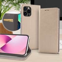 Book Cover Smart Magnet FüR Apple Iphone 15 Pro Max, Gold Buch Tasche Etui