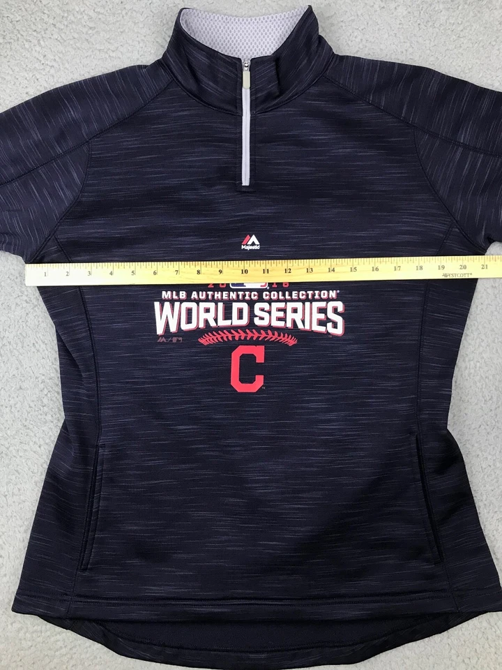 Chicago Cubs Pullover Women's Large Blue 1/4 Zip 2016 World Series MLB Mock Neck - Image 2 of 4